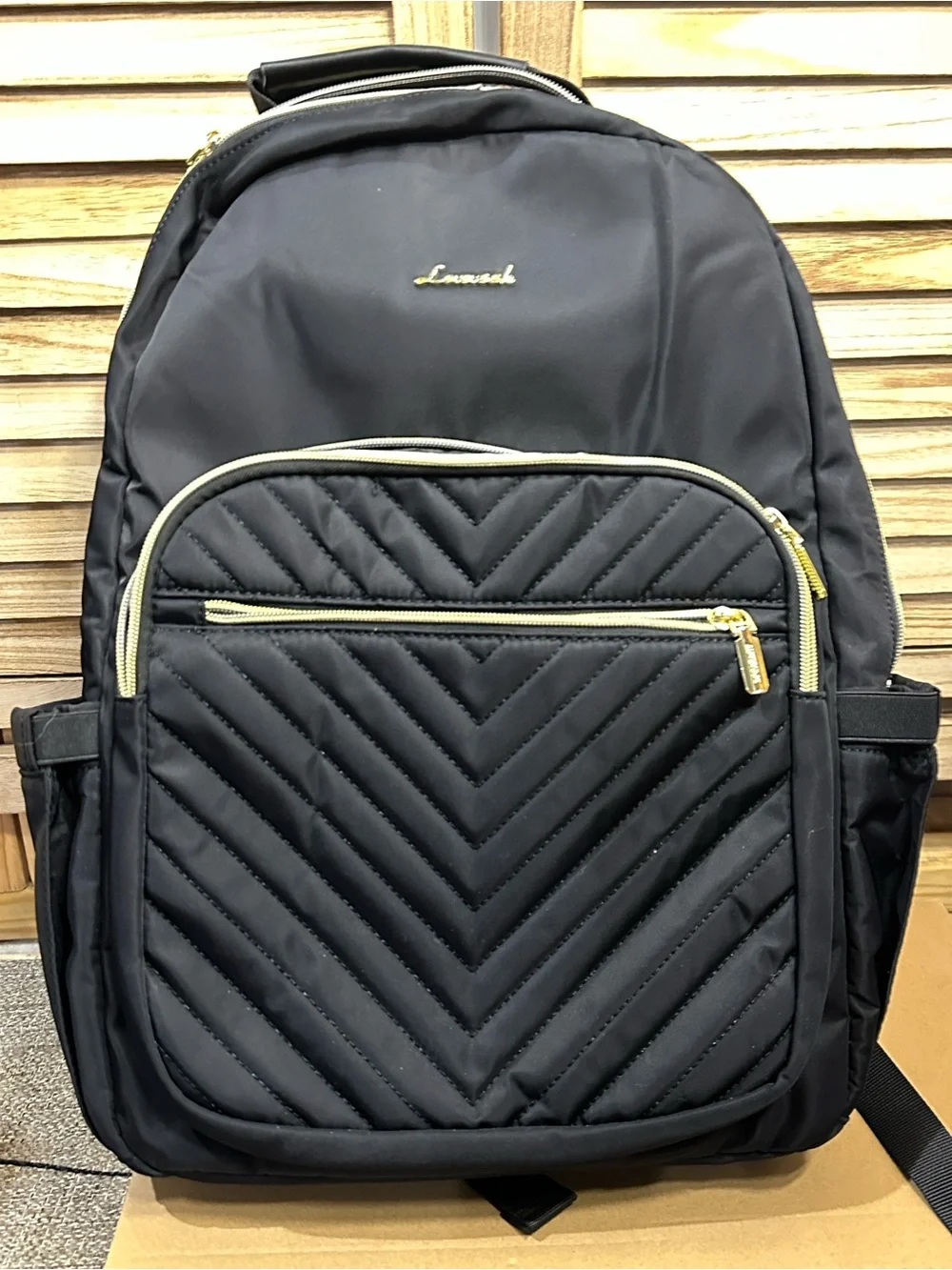 Black Quilted women’s Backpack with usb charging